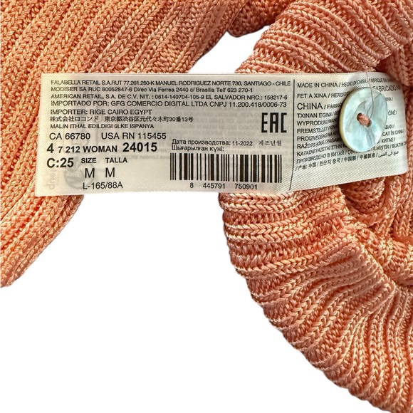Mango Polo Neck Ribbed Cardigan Salmon / Size M / NWT - Picture 10 of 14